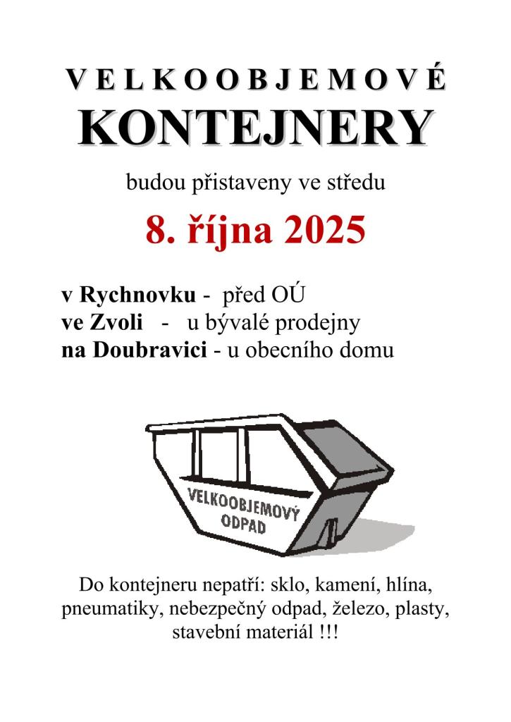 Kontejnery na&nbsp;Velkoobjemový odpad 8.10.2025